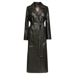 Trench-coat Verheyen London en cuir vert kaki foncé - Taille UK 8