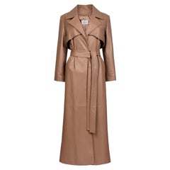 Verheyen London, Trench in pelle color marrone Taupe taglia 10
