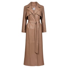 Verheyen London Leather Trench Coat in Taupe Brown - Size uk 10