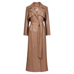 Verheyen London Leather Trench Coat in Taupe Brown - Size uk 12