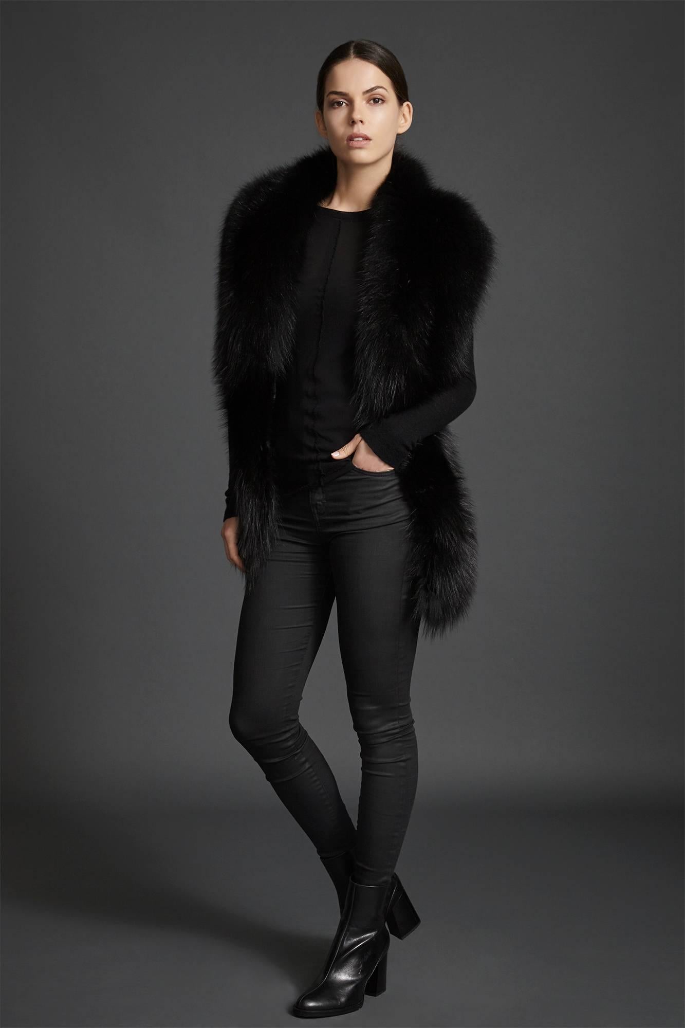 Verheyen London Legacy Black Fox Fur Stole Collar - Brand New  1