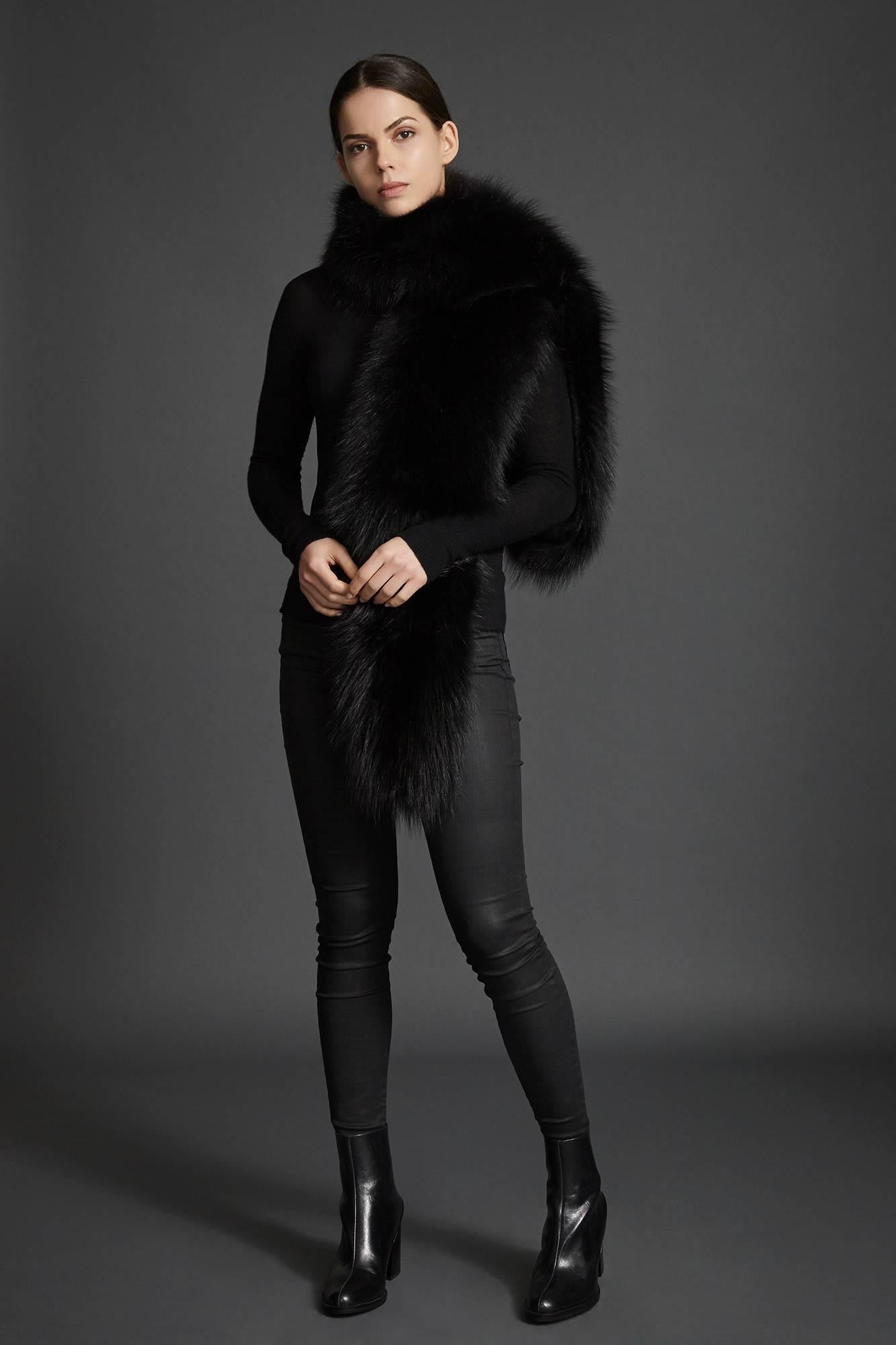 Verheyen London Legacy Black Fox Fur Stole Collar - Brand New  2