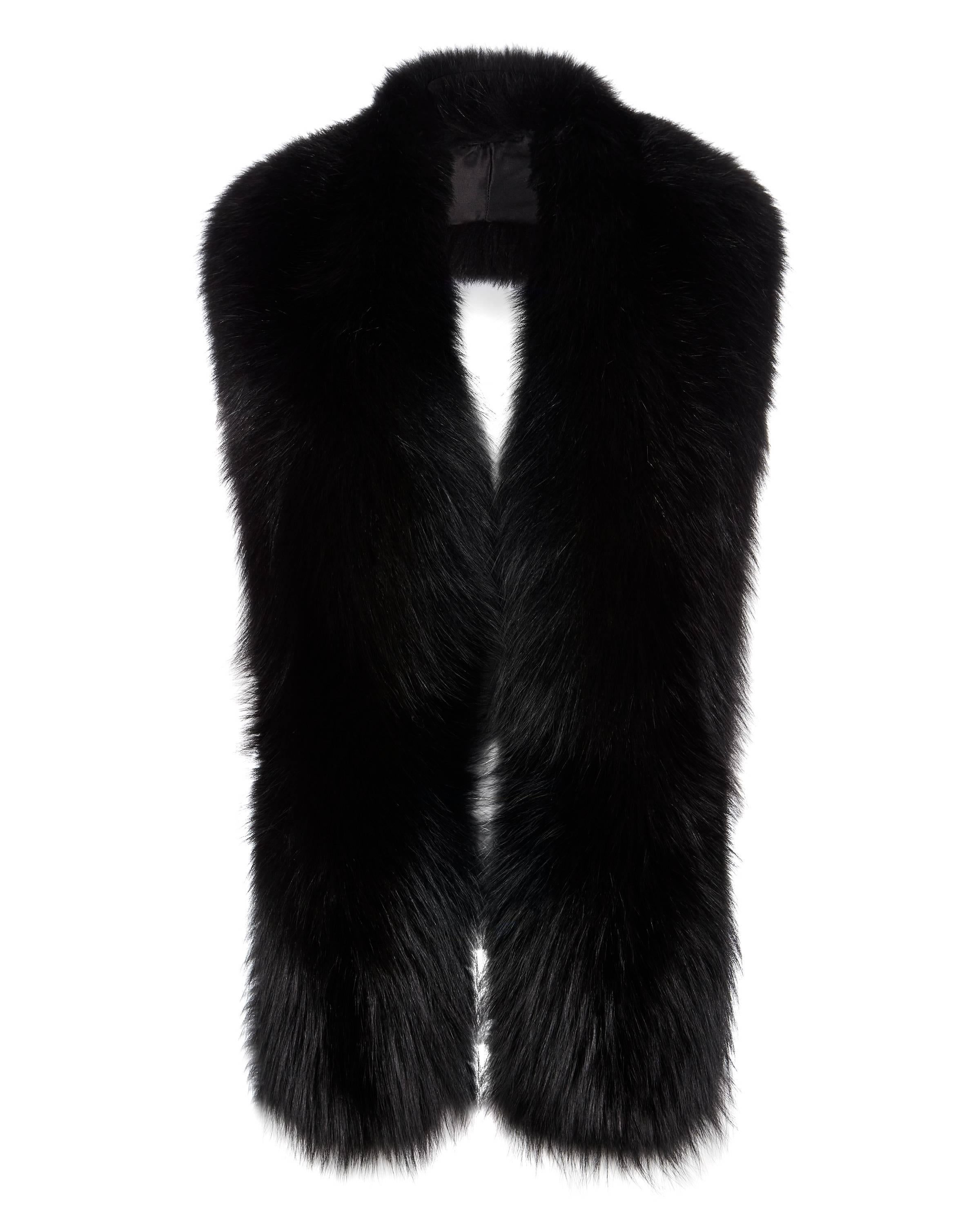 Noir Verheyen London Legacy Collier étole en fourrure de renard noir avec ceinture en vente
