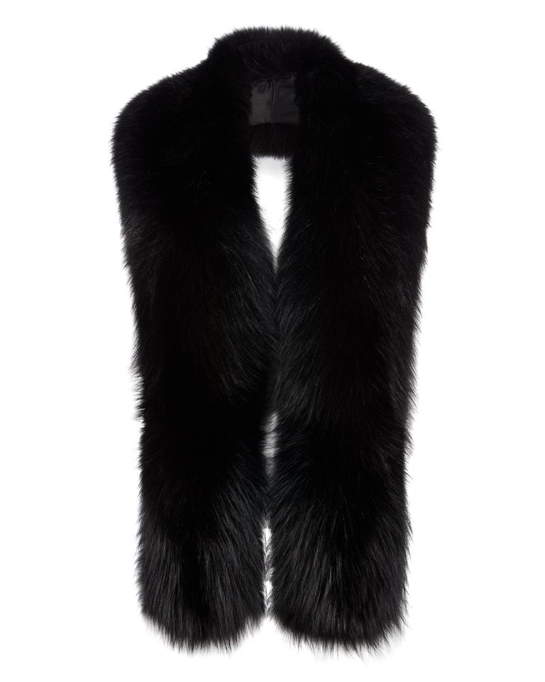 Women's or Men's Verheyen London Legacy Black Fox Fur Stole Collar Scarf with belt  For Sale