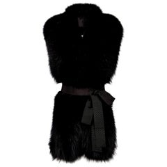 Verheyen London Legacy Black Fox Fur Stole Collar Scarf with belt