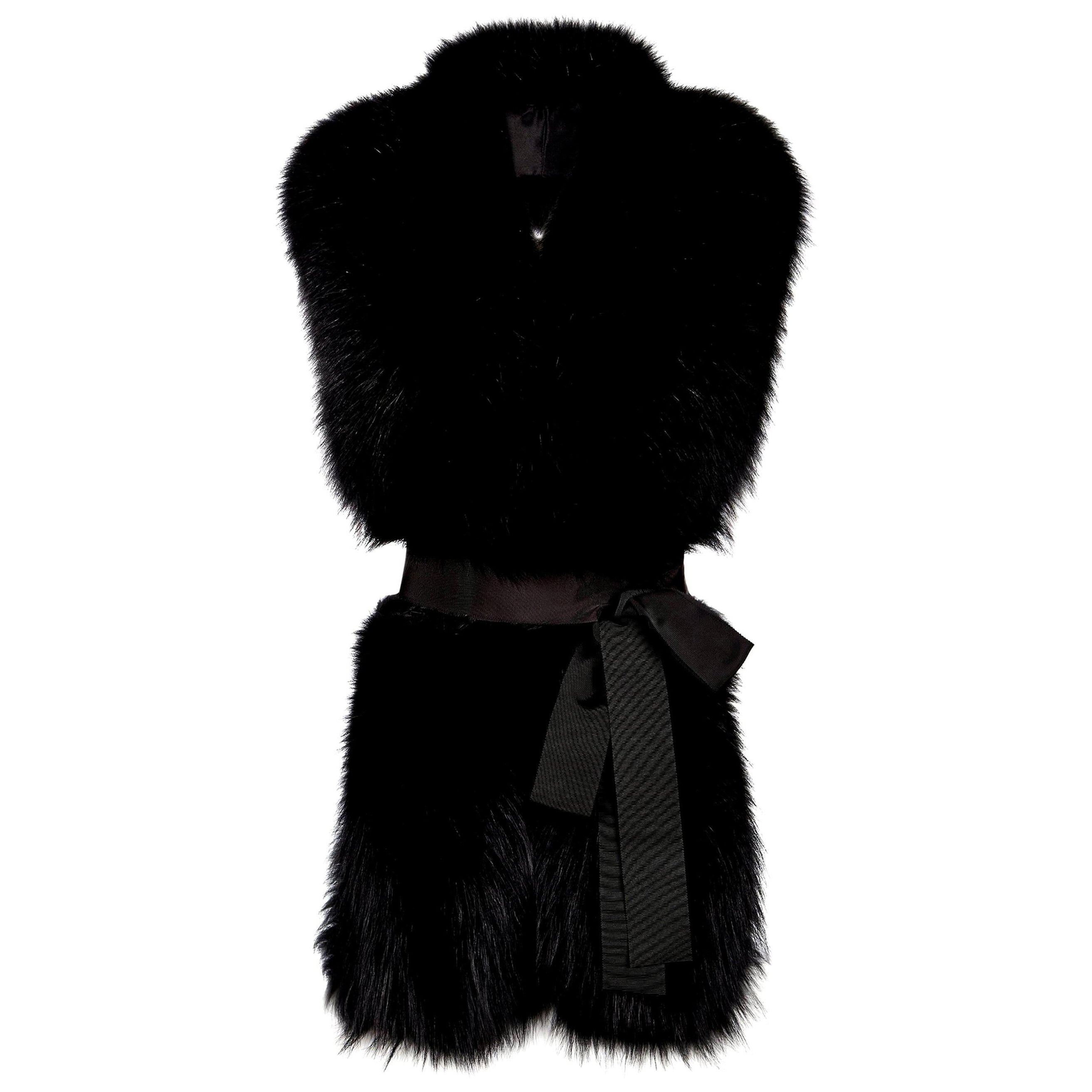 Verheyen London Legacy Black Fox Fur Stole Collar Scarf with belt  For Sale