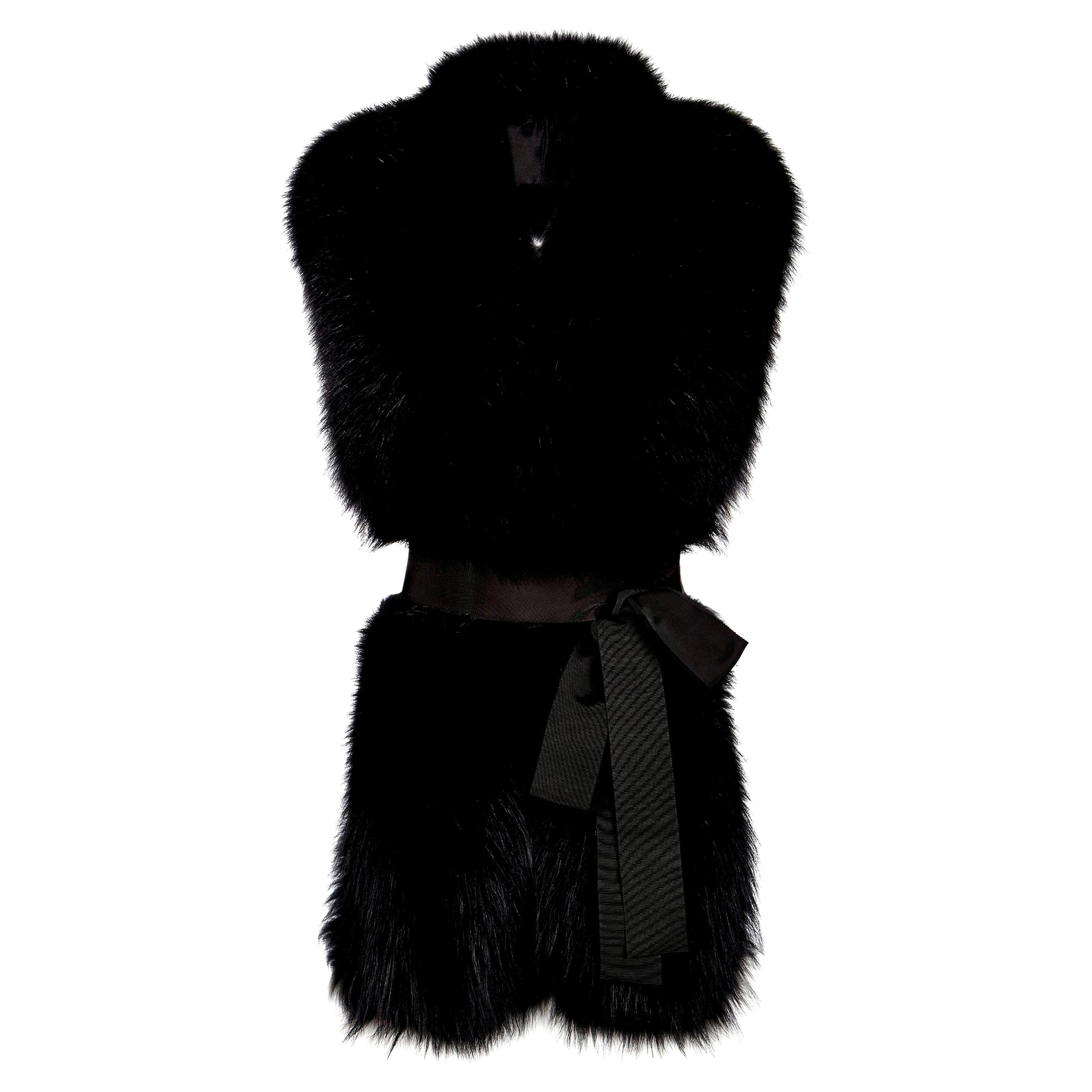 Verheyen London Legacy Black Fox Fur Stole Collar with belt  For Sale