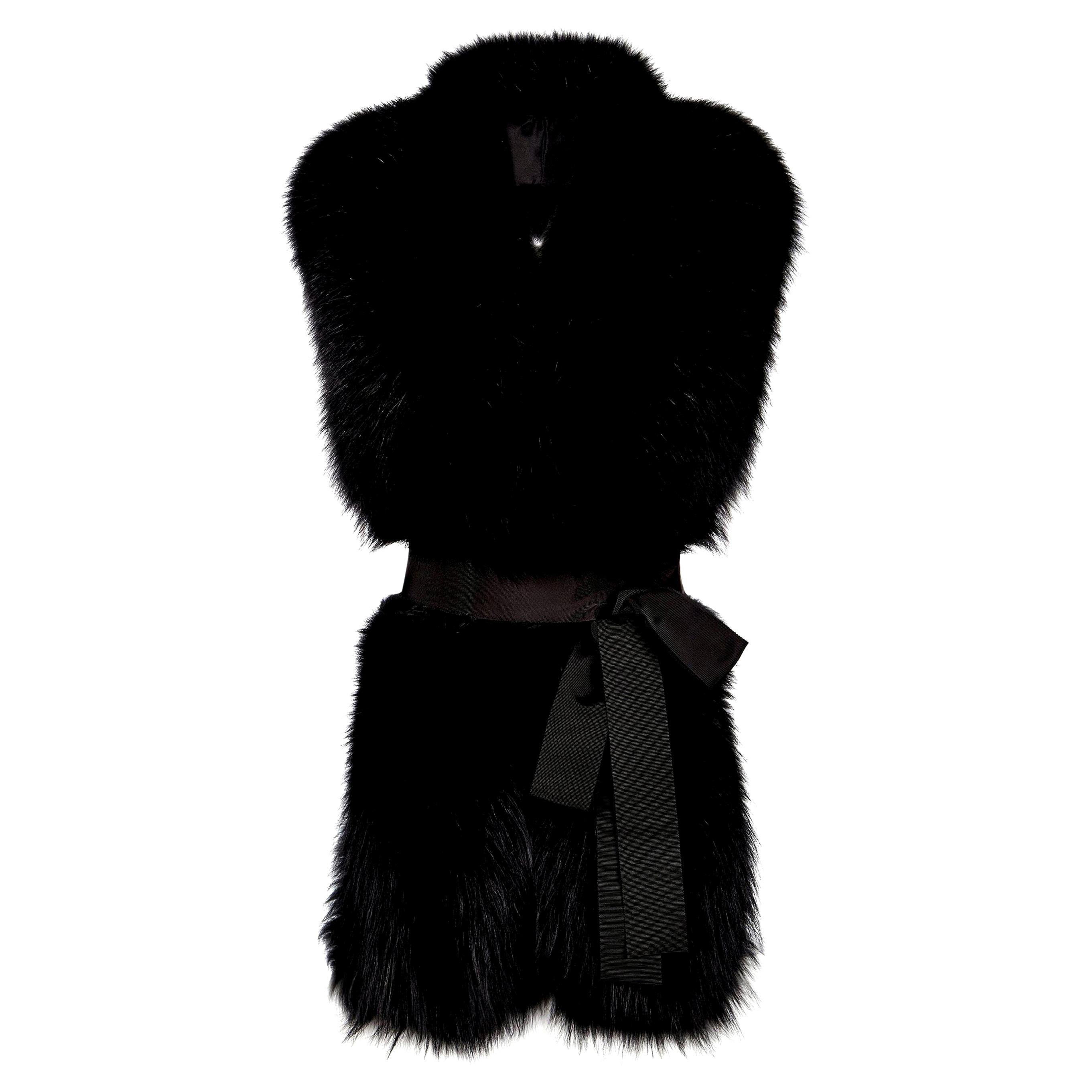 Verheyen London Legacy Black Fox Fur Stole Collar with belt For Sale