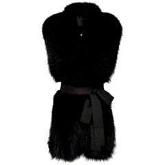 Verheyen London Legacy Black Fox Fur Stole Collar with Belt
