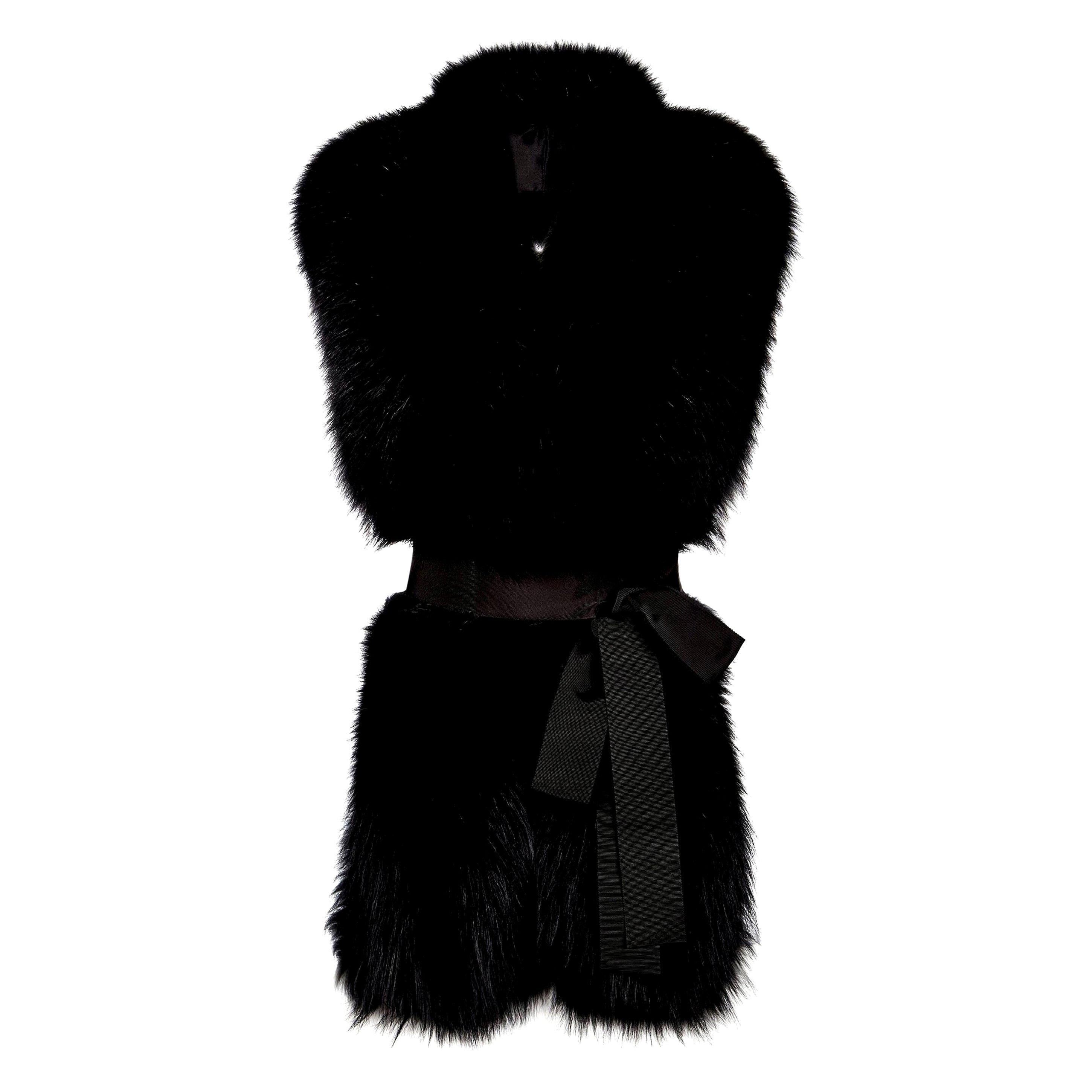 Verheyen London Legacy Black Fox Fur Stole Collar with belt For Sale