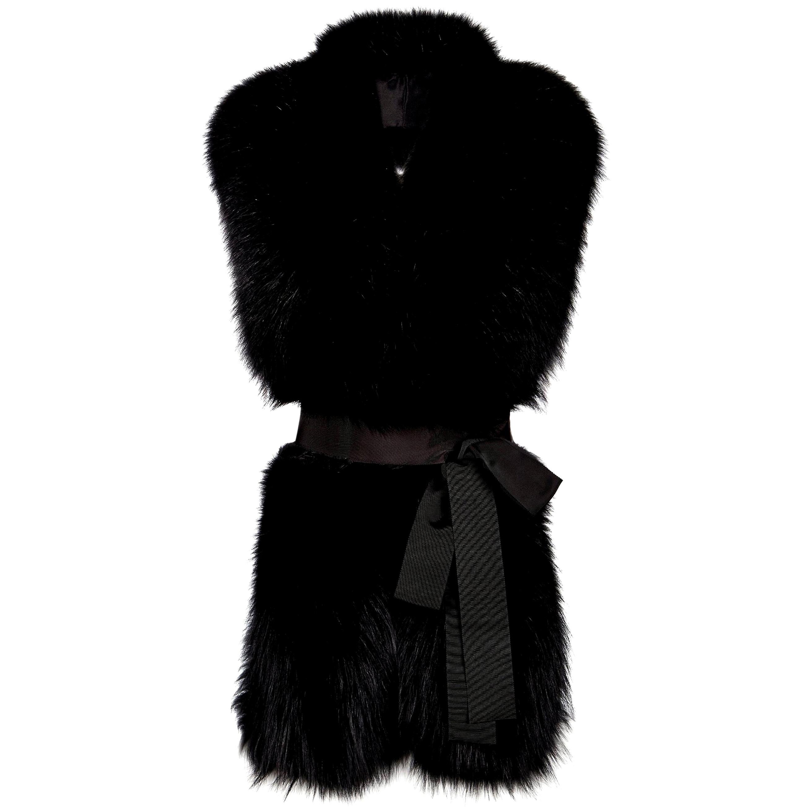 Verheyen London Legacy Black Fox Fur Stole Collar with belt