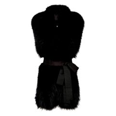 Verheyen London Legacy Black Fox Fur Stole Collar with belt