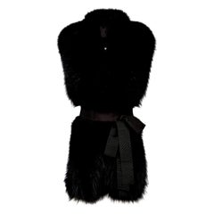 Used Verheyen London Legacy Black Fox Fur Stole Collar with belt