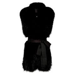 Used Verheyen London Legacy Black Fox Fur Stole Collar with belt