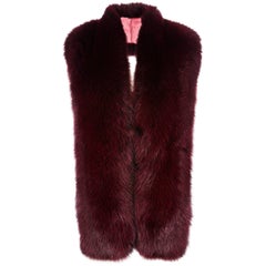 Verheyen London Legacy Stole Collar in Garnet Burgundy Fox Fur - Brand New