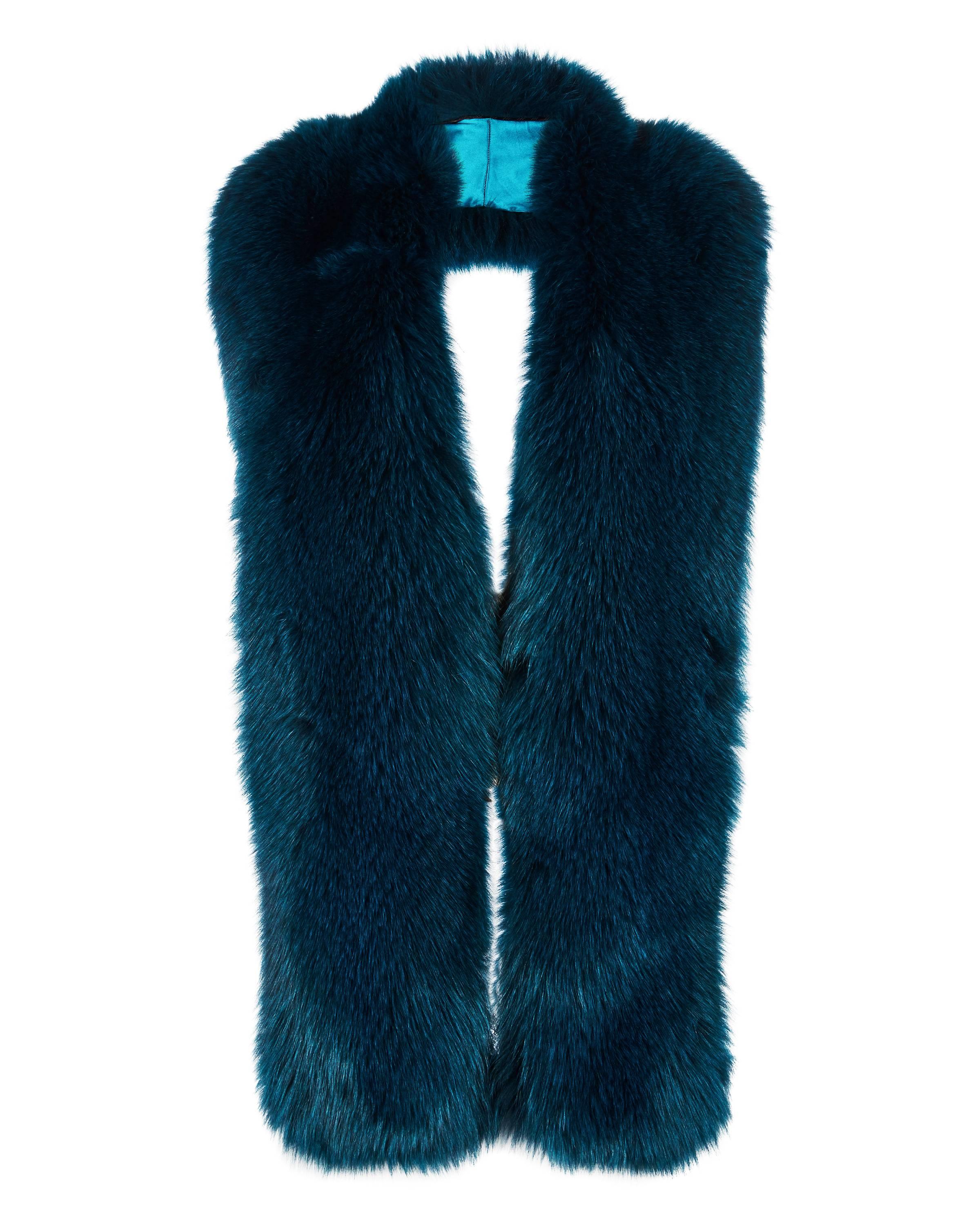 Black Verheyen London Legacy Stole Collar in Jade Fox Fur & Silk Lining - Brand New 