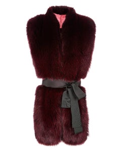 Verheyen London Legacy Stole in Garnet Burgundy Fox Fur & Silk Lining