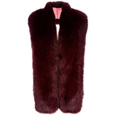 Verheyen London Legacy Stole in Garnet Burgundy Fox Fur & Silk Lining