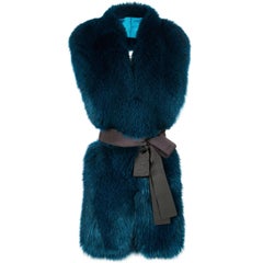 Verheyen London Legacy Stole in Jade Fox Fur & Silk Lining