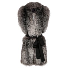 Verheyen London Legacy Stole Natural Blue Frost Fox Fur & Silk Lining -Brand New
