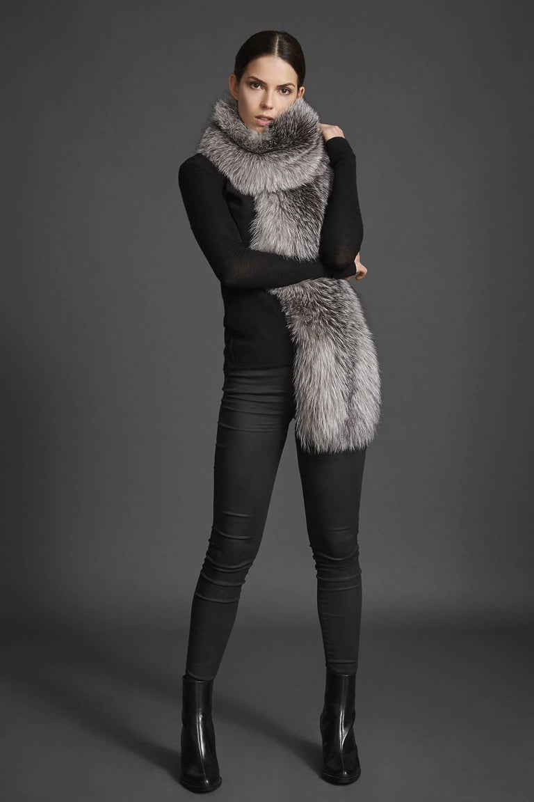 Verheyen London Legacy Stole Natural Blue Frost Fox Fur & Silk Lining  For Sale 1