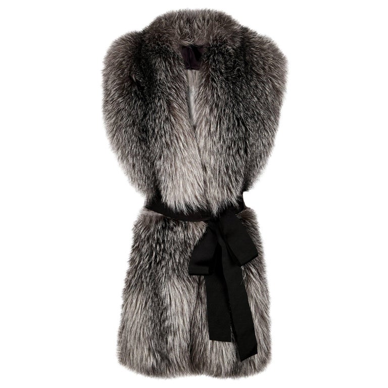 Verheyen London Legacy Stole Natural Blue Frost Fox Fur & Silk Lining  For Sale