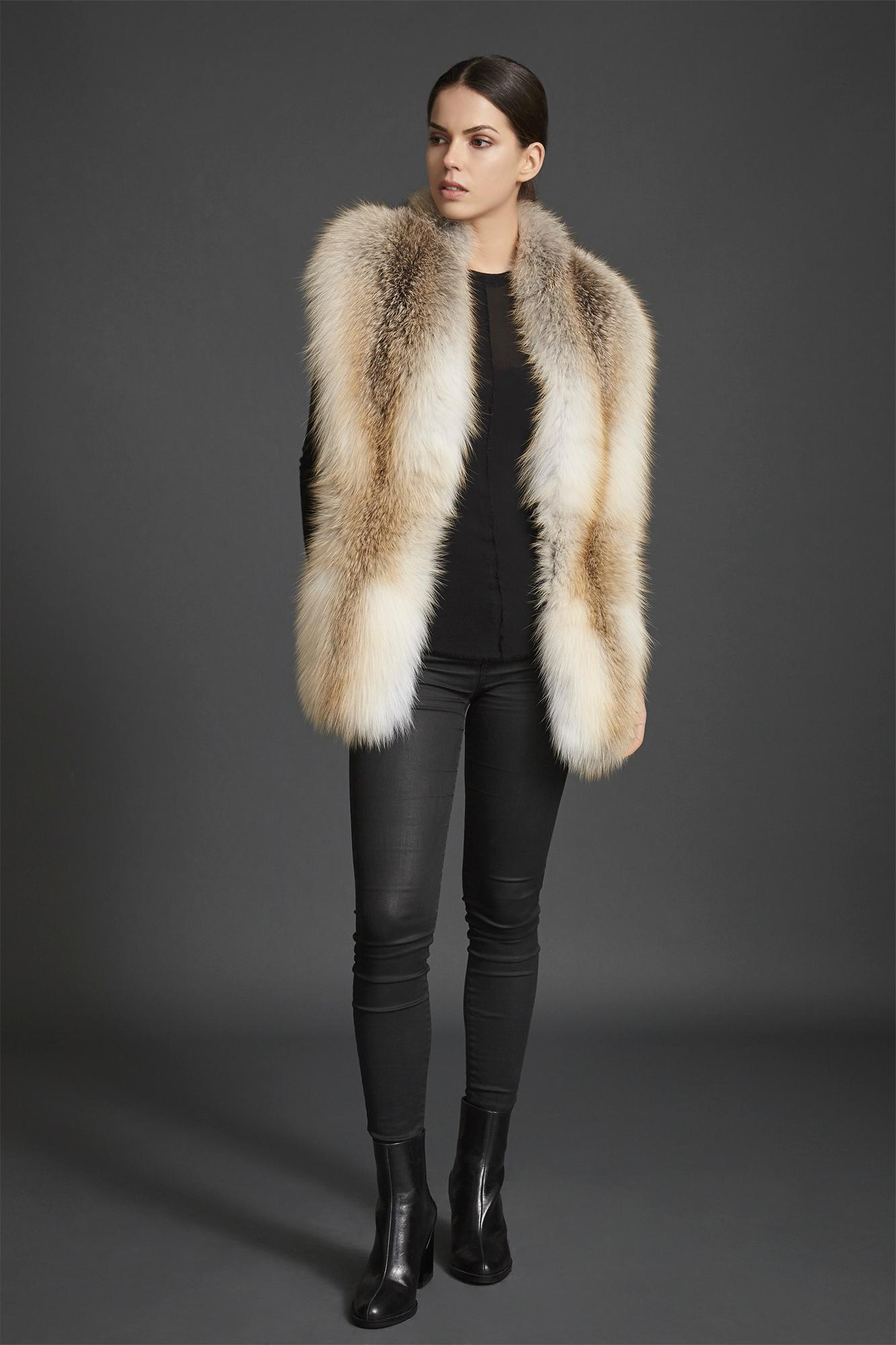 Women's Verheyen London Legacy Stole Natural Golden Island Fox Fur - Brand New 