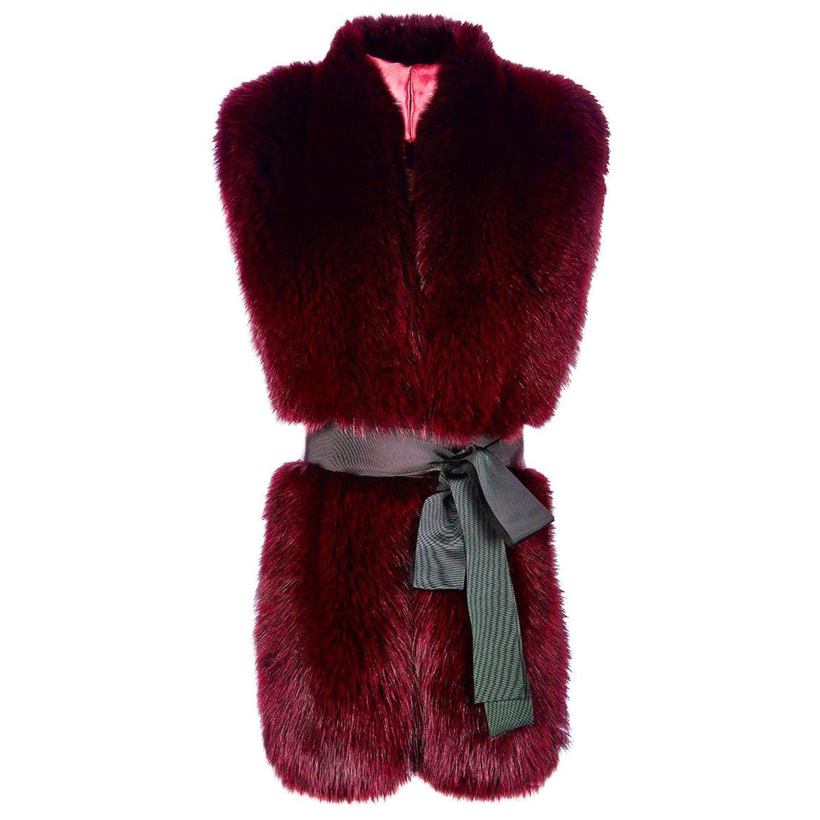 Sciarpa in pelliccia di volpe granata e bordeaux con cintura di Verheyen London Legacy Stole