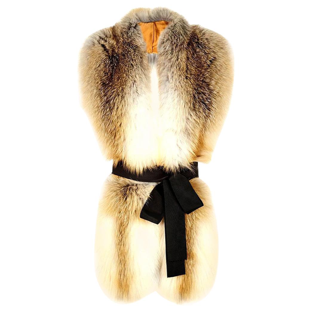 Verheyen London Legacy Stole Scarf Natural Golden Island Fox Fur 