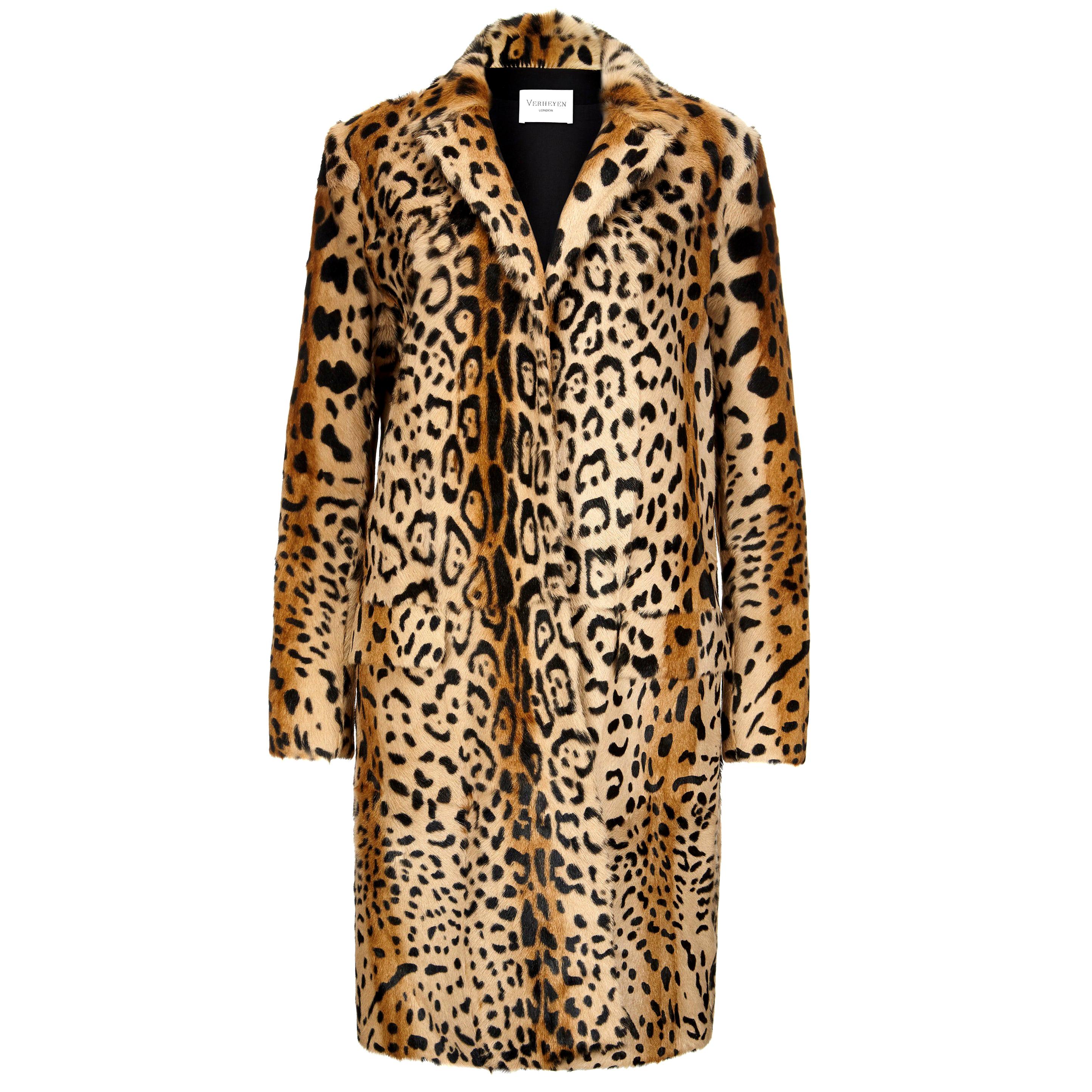 Verheyen London Leopard Print Coat in Natural Goat Hair Fur UK 12 - Brand New