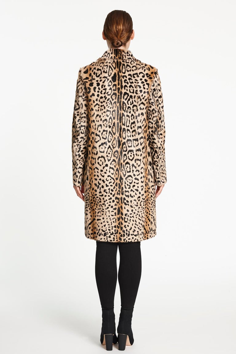 Verheyen London Leopard Print Coat in Natural Goat Hair Fur UK 12 For Sale 3