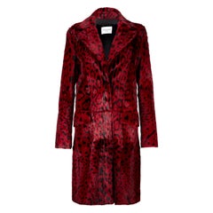 Verheyen London Leopard Print Coat in Red Ruby Goat Hair Fur UK 10 - Brand New 