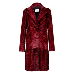 Verheyen London Leopard Print Coat in Red Ruby Goat Hair Fur UK 10 - Brand New 