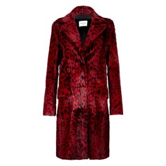 Verheyen London Leopard Print Coat in Red Ruby Goat Hair Fur UK 12 - Brand New 