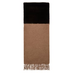 Verheyen London Mens Cashmere Scarf in Soft Brown Lined in Nutria Fur