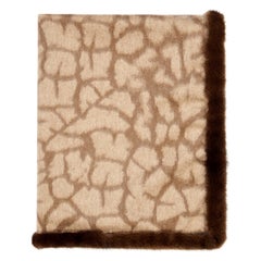 Verheyen London Mink Fur Trimmed Cashmere Scarf in Brown Leopard