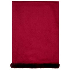 Verheyen London Mink Fur Trimmed Cashmere Scarf in Burgundy - Brand New 