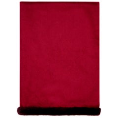 Verheyen London Mink Fur Trimmed Cashmere Scarf in Burgundy