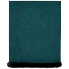 Verheyen London Mink Fur Trimmed Cashmere Shawl Scarf in Forest Green Brand New 