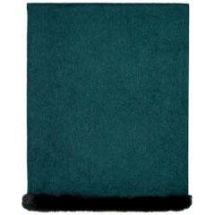 Verheyen London Mink Fur Trimmed Cashmere Shawl Scarf in Forest Green Brand New