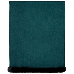 Verheyen London Mink Fur Trimmed Cashmere Shawl Scarf in Forest Green Brand New 