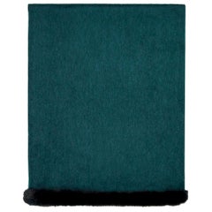 Verheyen London Mink Fur Trimmed Cashmere Shawl Scarf in Forest Green Brand New