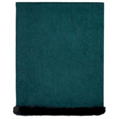 Verheyen London Mink Fur Trimmed Cashmere Shawl Scarf in Forest Green Brand New 