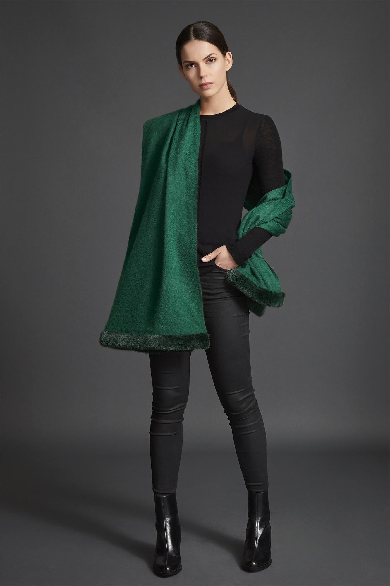 green fur shawl
