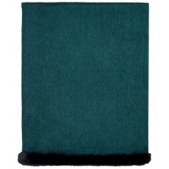 Verheyen London Mink Fur Trimmed Cashmere Shawl Scarf in Forest Green Gift
