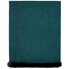 Verheyen London Mink Fur Trimmed Cashmere Shawl Scarf in Forest Green Gift