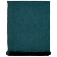 Verheyen London Mink Fur Trimmed Cashmere Shawl Scarf in Forest Green Gift 