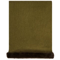 Verheyen London Mink Fur Trimmed Cashmere Shawl Scarf in Olive