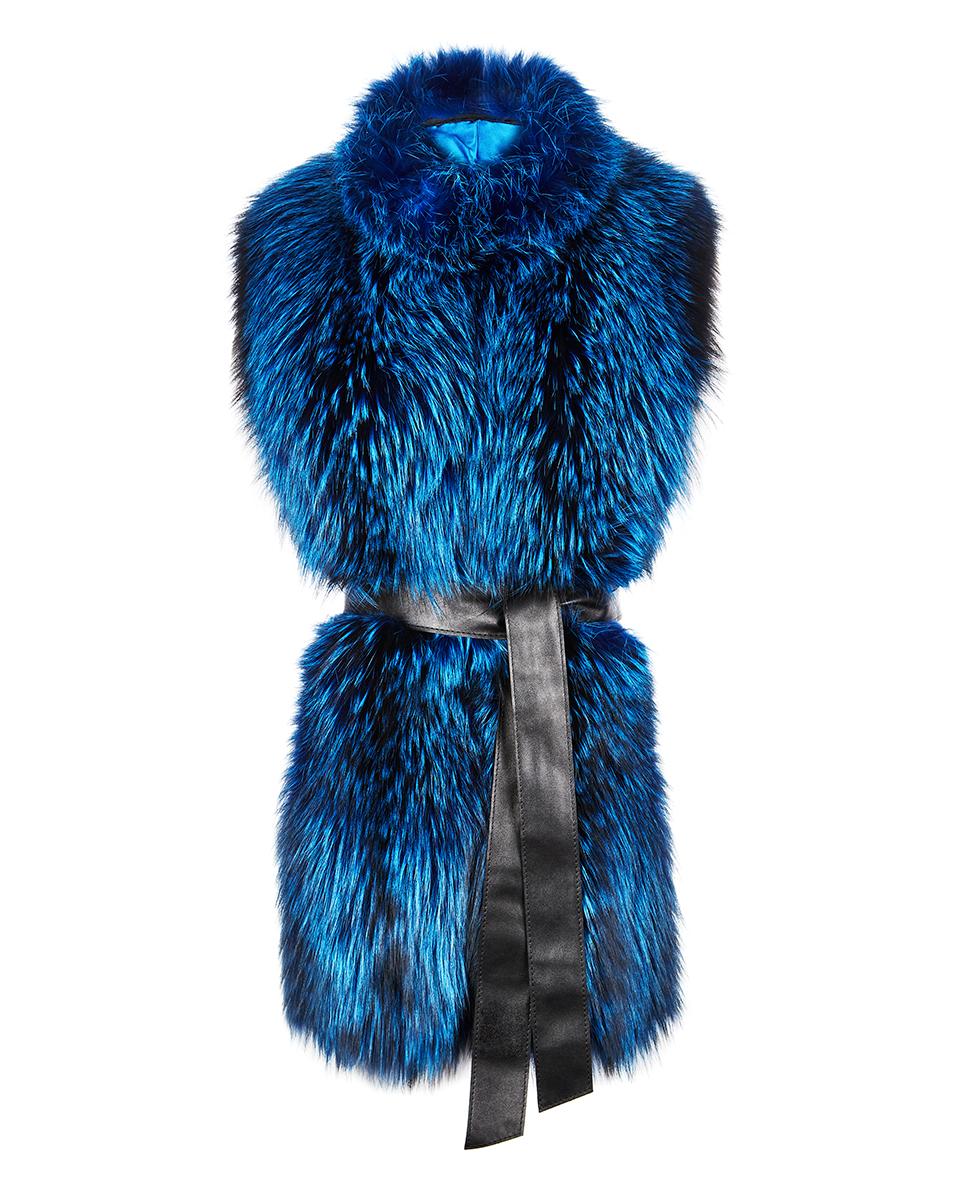 Verheyen London Nehru Collar Stole  in Lapis Blue Fox Fur - Brand New (RRP Price)

The Nehru Collar Stole is Verheyen London’s wardrobe “must have” for effortless style and glamour. Crafted in the finest dyed silver fox and lined in coloured silk