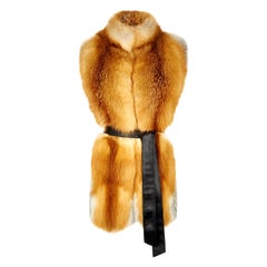 Used Verheyen London Nehru Collar Stole in Natural Red Fox Fur - Brand New